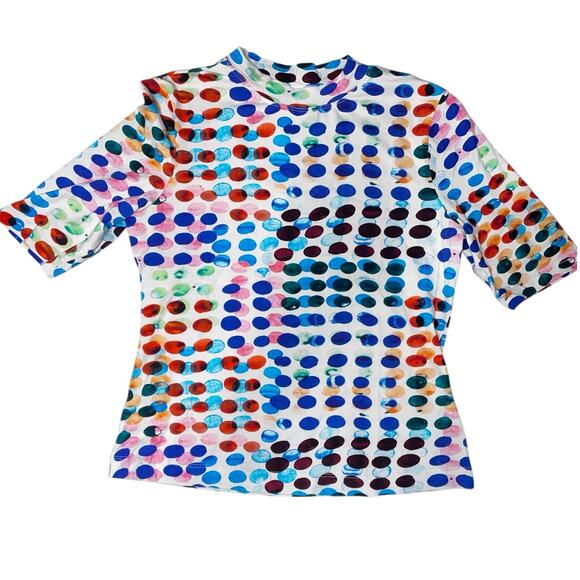 Anthropologie Maeve Disco Rainbow Polka Dot Top Medium - Picture 8 of 9